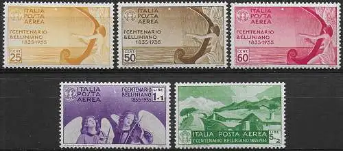 1935 Italia Vincenzo Bellini aerea 5v. bc MNH Sassone A n. 90/94