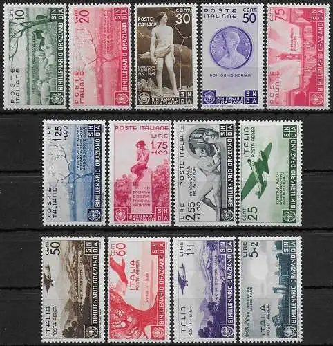 1936 Italia Bimillenario Orazio 13v. mc MNH Sassone n. 398/405+A