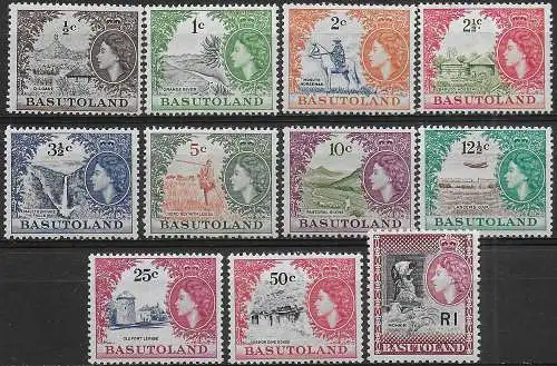 1961-63 Basutoland Values in cent 11v. MNH SG n. 69/79