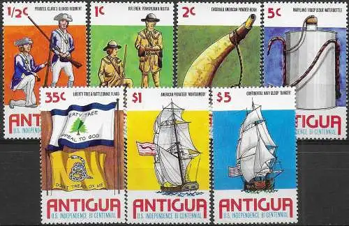 1976 Antigua Independence bi-centennial 7v. MNH SG n. 487/93