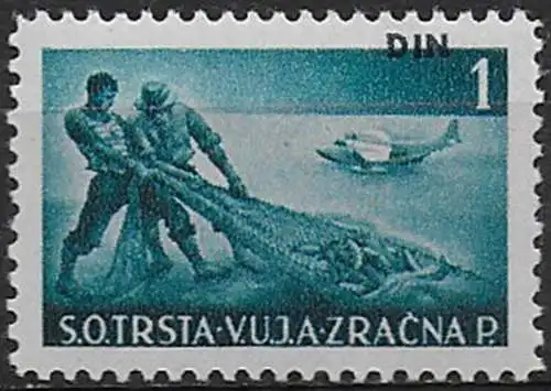 1949 Trieste B posta aerea 1 DIN varietà MNH Sassone n. 10aa