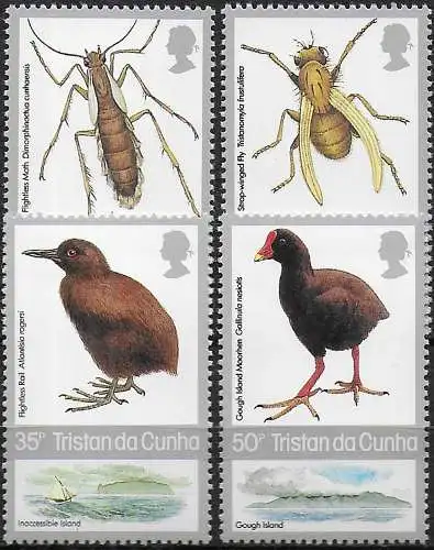 1987 Tristan da Cunha Insects and birds 4v. MNH YeT n. 399/402