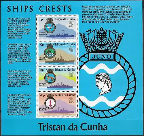 1977 Tristan da Cunha Royal Navy Ships' crests MS YeT n. 5