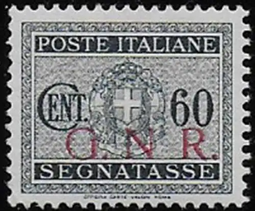 1943 Repubblica Sociale segnatasse 60c. Brescia I var MNH Sassone n. 54/Ieaa