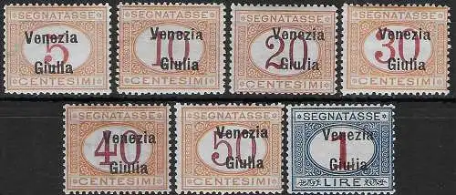 1918 Venezia Giulia postage due 7v. MNH Sassone n. 1/7