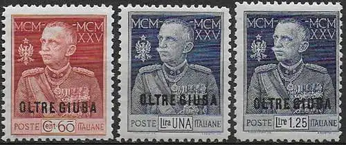 1925-26 Oltre Giuba Giubileo 3v. p 11 MNH Sassone n. 18/20