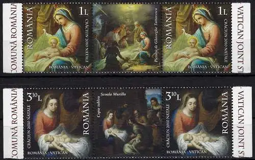 2010 Romania Natale congiunto con Vaticano 1 trittico MNH