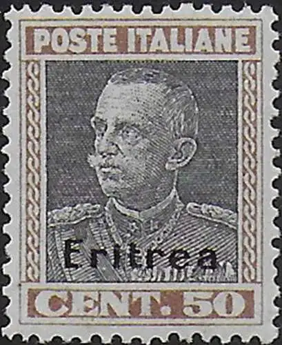 1928 Eritrea VE III 50c. brown and grey bc MNH Sassone n. 128