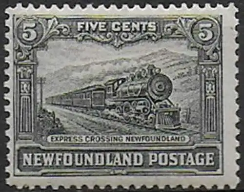 1928 Newfoundland Express Train 5c. p. 14x13½ MNH SG. n. 168a