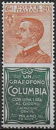 1925 Italia Pubblicitari 20c. Columbia bc MNH Sassone n. 20