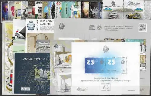 2013 San Marino annata completa 16v.+8 MS MNH