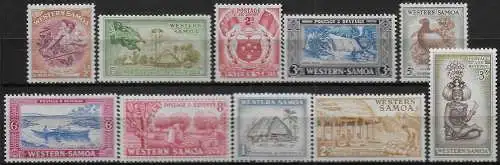 1952 Samoa Pictorial 10v. MNH SG n. 219/28