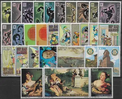 1970 San Marino annata completa 30v. MNH