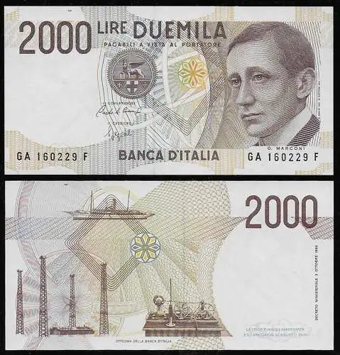 1990 Italia Lire 2.000 Guglielmo Marconi FDS Rif. BI 60A Gigante