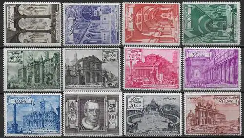 1949 Vaticano Basilicas 12v. MNH Sassone n. 122/31+Exp