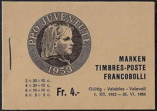 1953 Svizzera Pro Juventute booklet light brown MNH SBHV n. 2