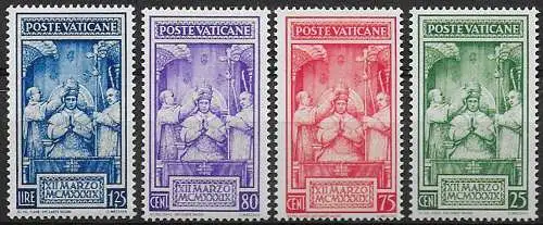 1939 Vaticano Pio XII Coronation 4v. MNH Sassone n. 68/71