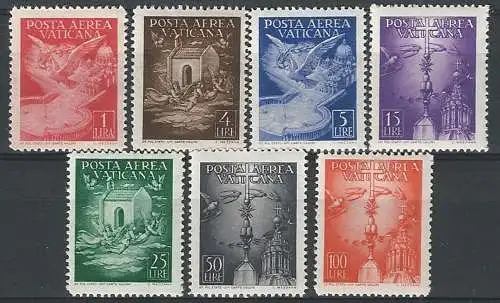 1947 Vaticano Airmail 7v. MNH Sassone n. 9/15