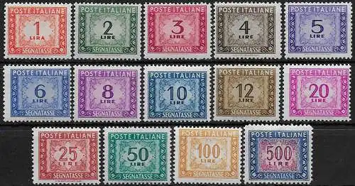 1947-54 Italia segnatasse 14v. mc MNH Sassone n. 97/110