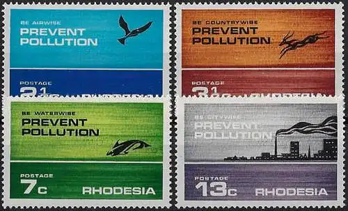 1972 Rhodesia "prevent pollution" 4v. MNH SG n. 470/73