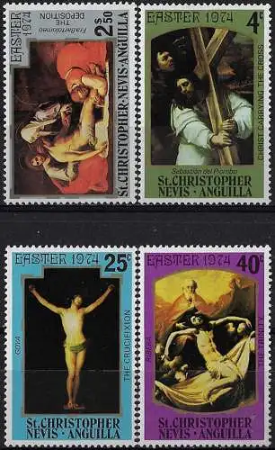 1974 St Christopher Easter 4v. MNH SG n. 296/299