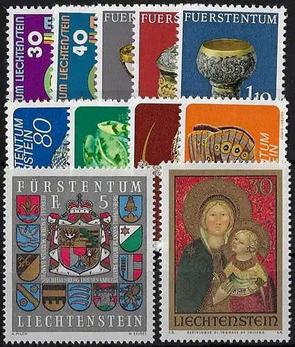 1973 Liechtenstein complete year 11v MNH