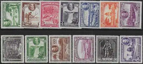 1934-40 British Guiana George V 13v. MNH SG n. 288/300