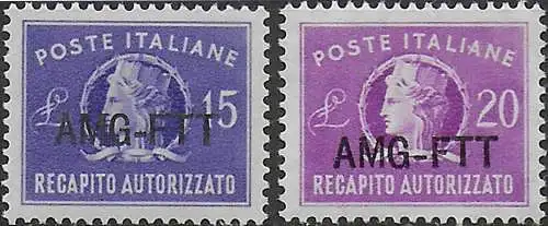 1949-52 Trieste A authorise delivery 2v. MNH Sassone n. 4/5