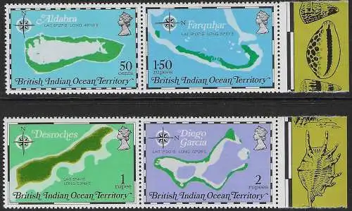 1975 British Indian Ocean Territory maps 4v. with appendix MNH SG n. 81/84