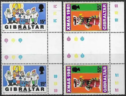 1981 Gibraltar Christmas 4v. MNH SG n. 457/58