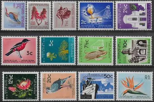 1961-63 South Africa Republic 13v. MNH SG n. 198/210