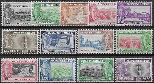 1951 Montserrat George VI 13v. MNH SG n. 123/35