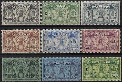 1925 New Hebrides Totem 9v. MNH SG n. 43/51