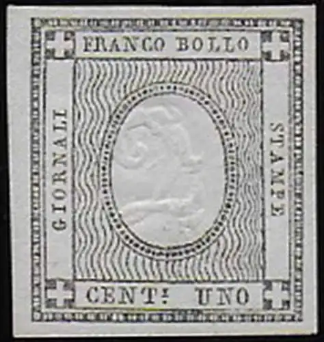 1861 Italia Sardegna 1c. errore di cifra MNH Sassone n. 19I