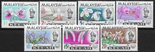 1965 Kedah Malaysia flowers 7v. MNH SG. n. 115/21