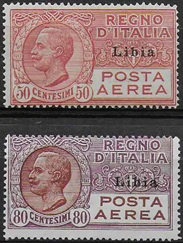 1928-29 Libia airmail 2v. mc MNH Sassone n. 1/2