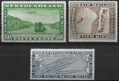 1931 Newfoundland George V airmail 3v. MNH SG. n. 192/94