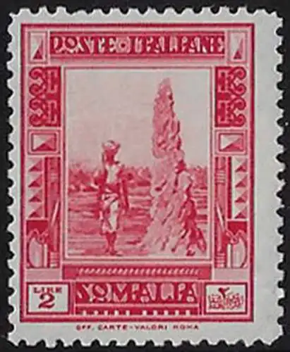 1932 Somalia Termite mound Lire 2 carminio 1v. MNH Sassone n. 179