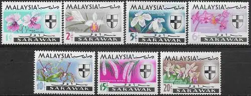 1965 Sarawak flowers 7v. MNH SG n. 212/18