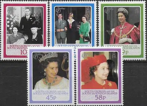 1986 South Georgia 60th birthday of queen Elizabeth II 5v. MNH Michel 142/46