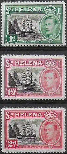 1949 St Helena George VI new values 3v. MNH SG n. 149/51