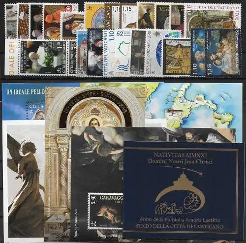 2021 Vaticano complete year 23v.+5MS+1 booklet MNH