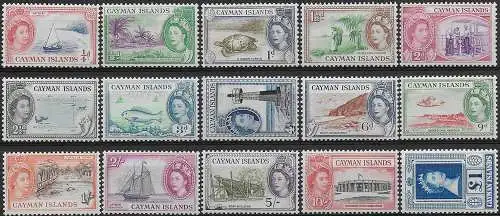 1953-62 Cayman Islands Elisabeth II 15v. MNH SG 148/61a