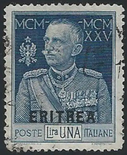 1925 Eritrea Giubileo L.1 d. 13,5 used Sassone n. 100