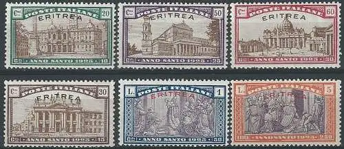 1925 Eritrea Holy Year 6v. MNH Sassone n. 87/92