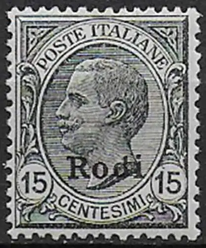 1918-22 Egeo Rodi 15c. grey bc MNH Sassone n. 11