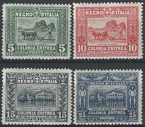 1910-14 Eritrea African Subject 4v. bc. MNH Sassone n. 34/37