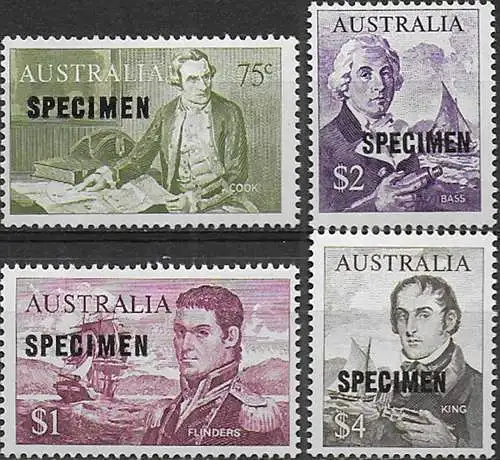 1966 Australia Navigators SPECIMEN 4v. MNH SG n. 400s/03s