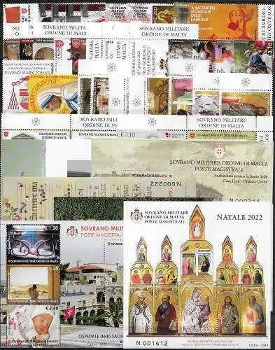 2022 SMOM annata completa 39v.+8MS MNH