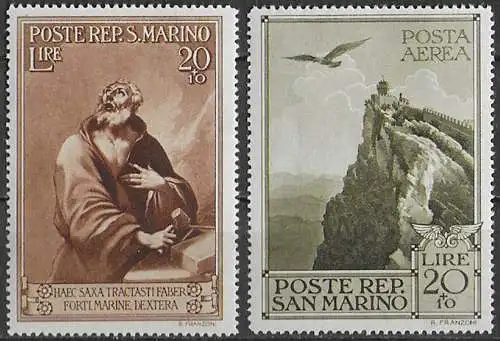 1944 San Marino Case Popolari 2v. MNH Sassone n. 277+A48